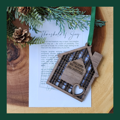 "Threshold of Joy" Walnut Story Ornament