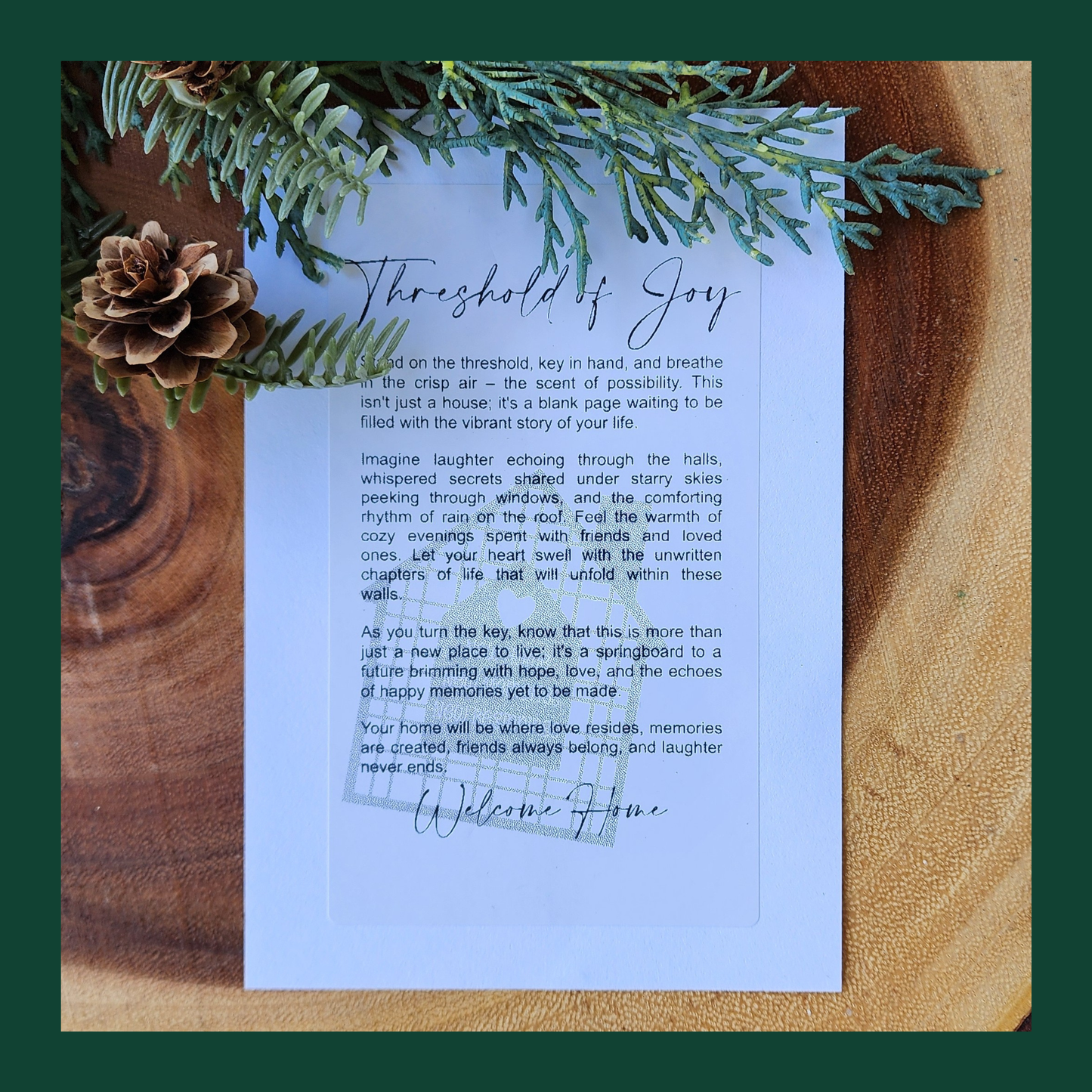 "Threshold of Joy" Walnut Story Ornament