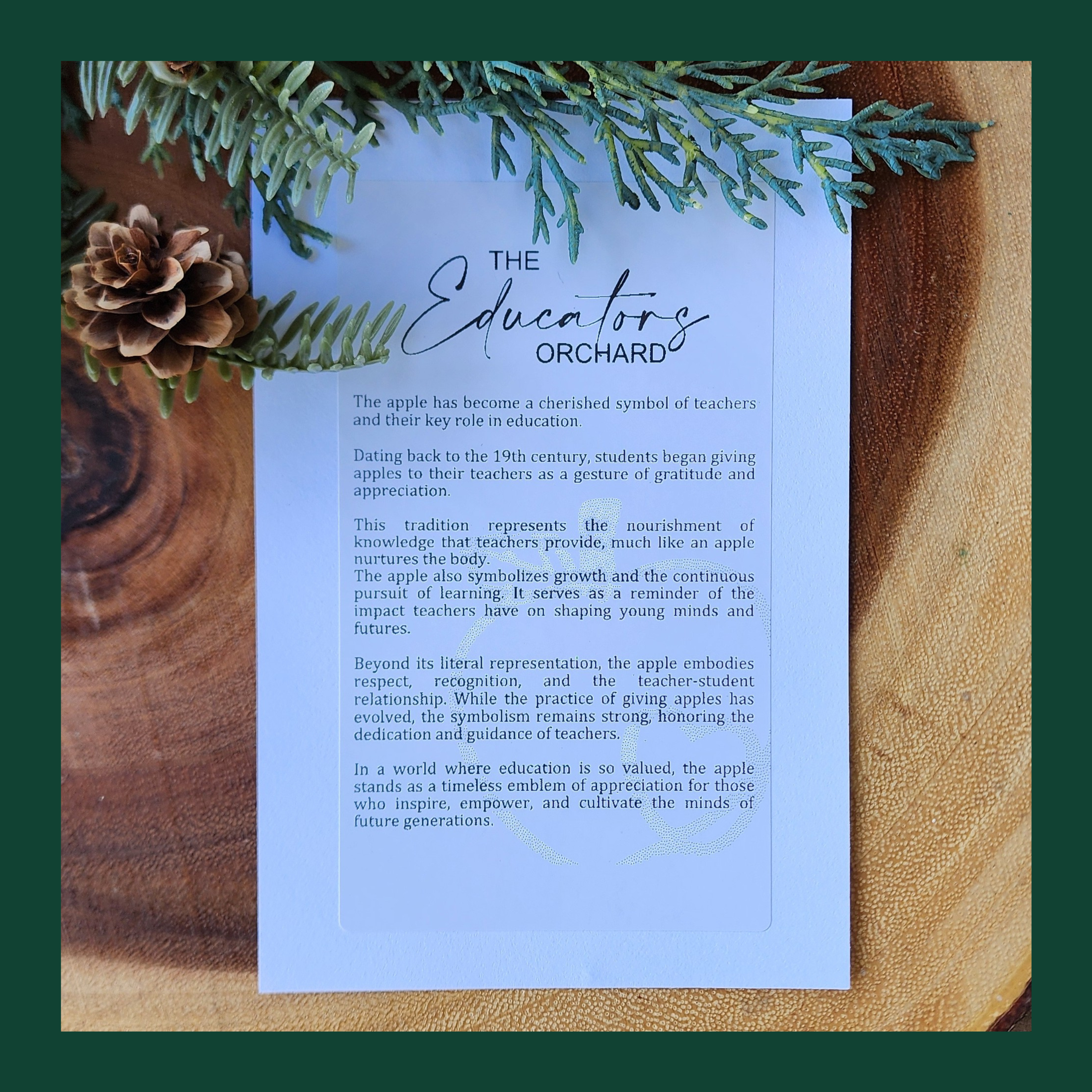 "The Educator's Orchard" Walnut Story Ornament