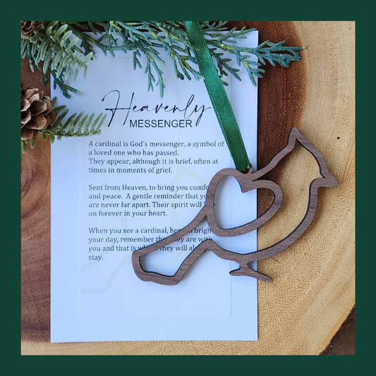 "Heavenly Messenger" Walnut Story Ornament