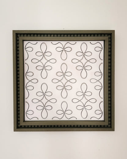 "Filigree" Green & White Beaded Sign