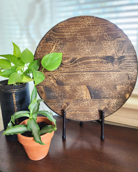 "Fresh Leaves" Lazy Susan in Dark Walnut