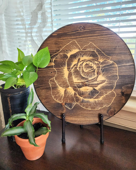 "Rose" Lazy Susan in Dark Walnut
