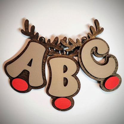 "Rudolph" Initial Ornaments