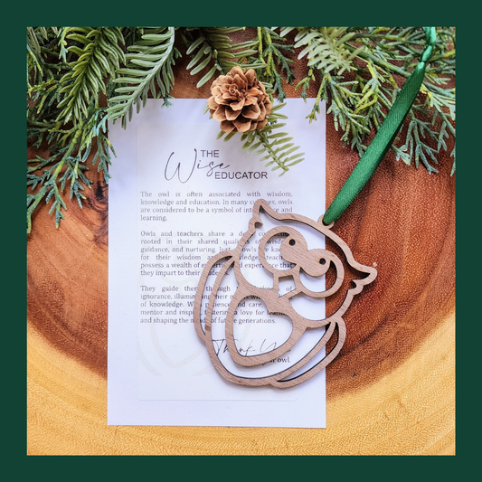 "The Wise Educator" Walnut Story Ornament