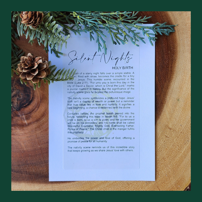 "Silent Night's Holy Birth" Walnut Story Ornament