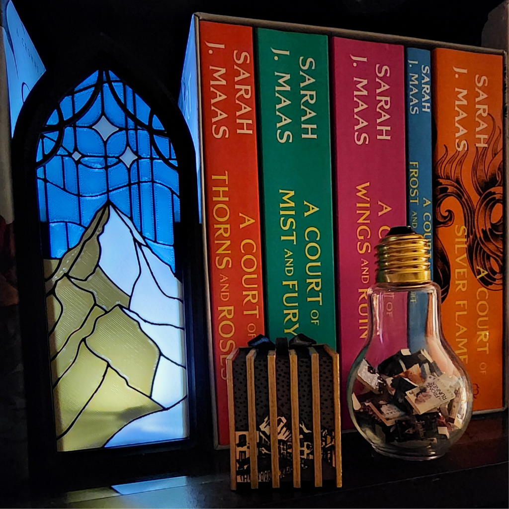 "Starry Mountain" Stained Glass Book Nook