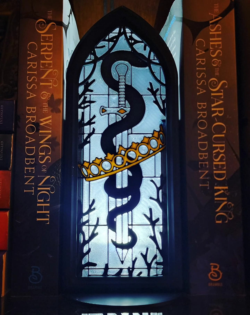 "Snake King" Stained Glass Book Nook
