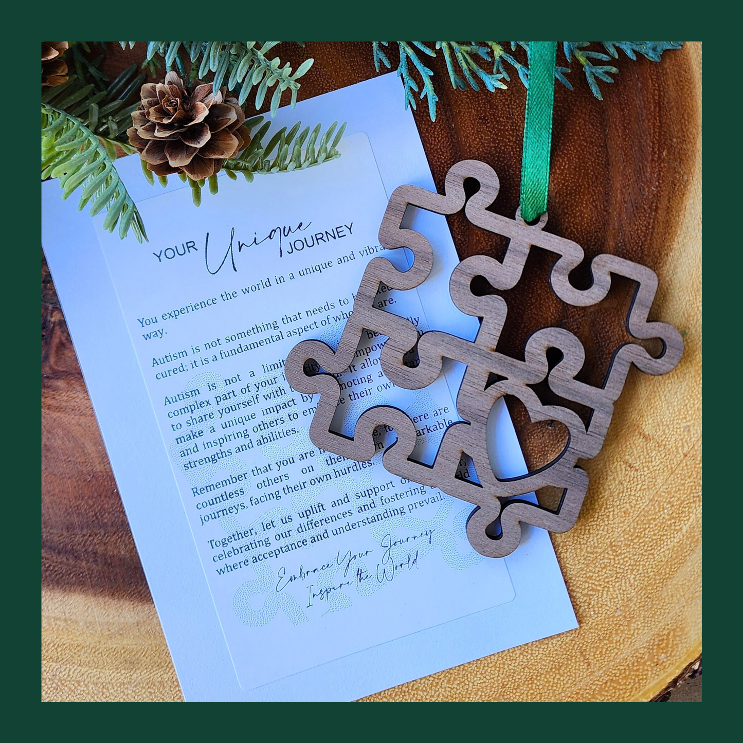 "Your Unique Journey" Walnut Story Ornament