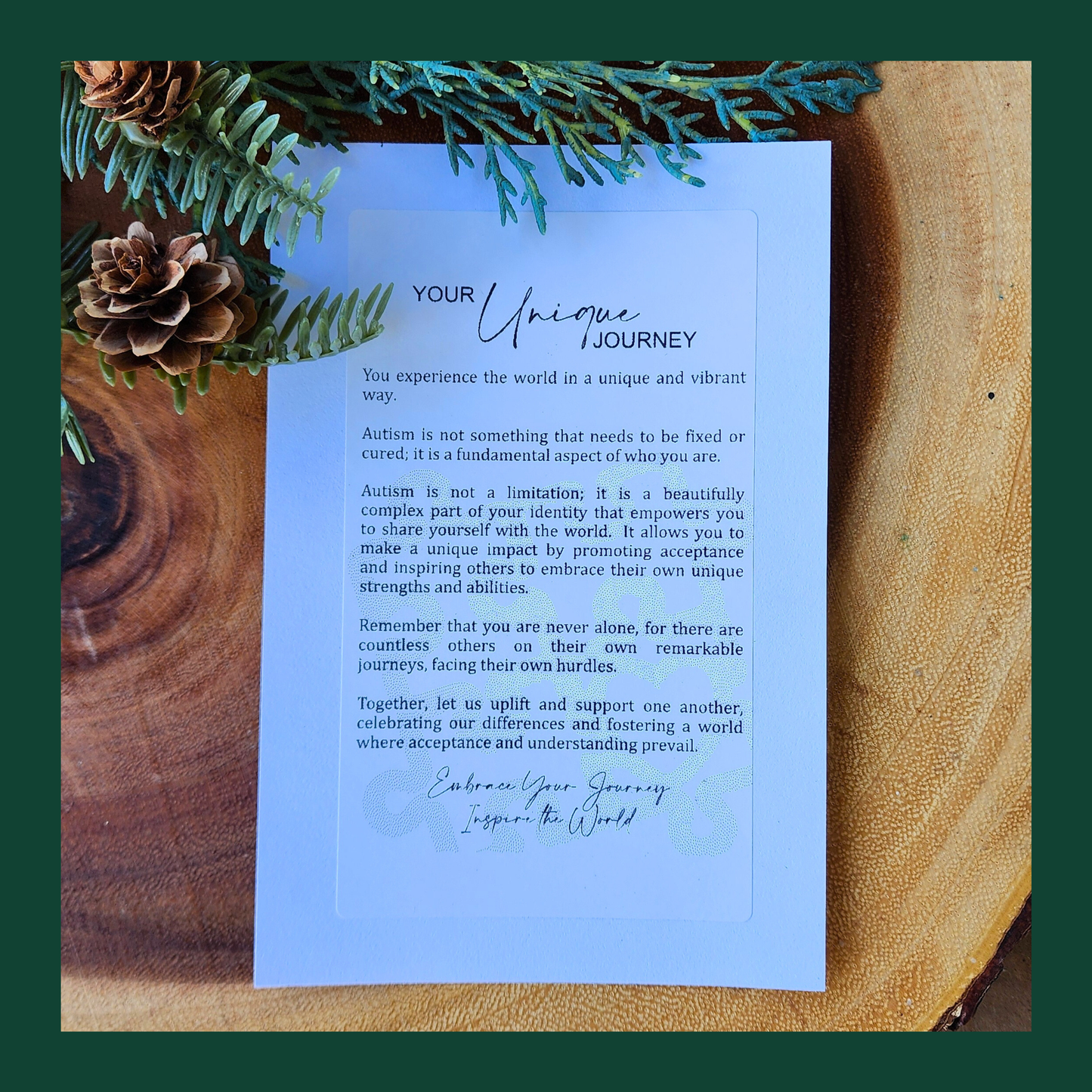 "Your Unique Journey" Walnut Story Ornament